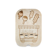 Placă Educativă din Lemn – „Înghețată la Stand” (Compatibilă cu Masa Flisat IKEA)