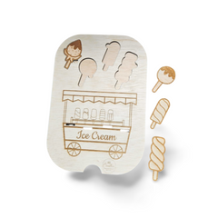 Placă Educativă din Lemn – „Înghețată la Stand” (Compatibilă cu Masa Flisat IKEA)