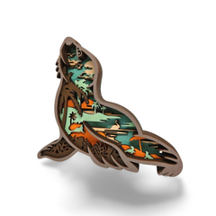 Decorațiune Luminoasă din Lemn – Focă