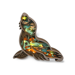 Decorațiune Luminoasă din Lemn – Focă