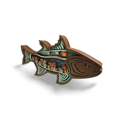 Decorațiune Luminoasă din Lemn – Pește