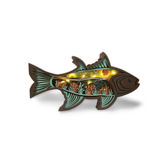 Decorațiune Luminoasă din Lemn – Pește