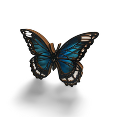 Decorațiune Luminoasă din Lemn – Fluture Albastru