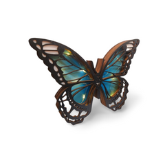 Decorațiune Luminoasă din Lemn – Fluture Albastru