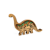 Decorațiune din Lemn – Dinozaur cu Peisaj Preistoric