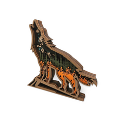 Decorațiune Luminoasă din Lemn – Lup