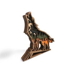 Decorațiune Luminoasă din Lemn – Lup