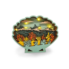 Decorațiune Luminoasă din Lemn – Scoică