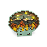 Decorațiune Luminoasă din Lemn – Scoică