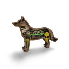 Decorațiune Luminoasă din Lemn – Câine