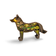 Decorațiune Luminoasă din Lemn – Câine