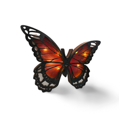 Decorațiune Luminoasă din Lemn – Fluture Roz