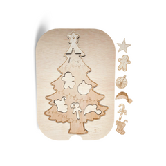 Placă Educativă din Lemn – „Împodobim Bradul” (Compatibilă cu Masa Flisat IKEA)