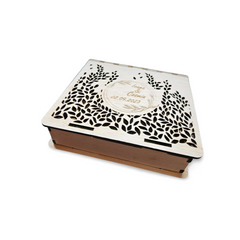 Cutie personalizată din lemn pentru fotografii și stick USB Model Frunze