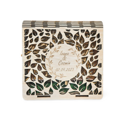 Cutie personalizată din lemn pentru fotografii și stick USB Model Vegetal