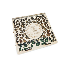 Cutie personalizată din lemn pentru fotografii și stick USB Model Vegetal