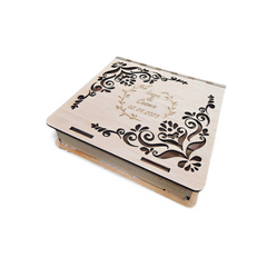 Cutie personalizată din lemn pentru fotografii și stick USB – model florar