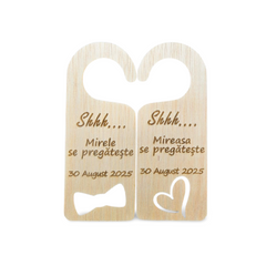 Set Semne de Ușă Personalizate – „Shhhh... Mirele & Mireasa”