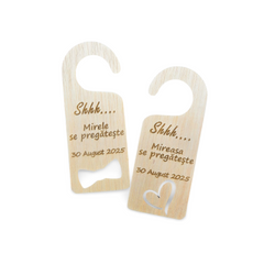 Set Semne de Ușă Personalizate – „Shhhh... Mirele & Mireasa”