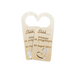 Set Semne de Ușă Personalizate – „Shhhh... Mirele & Mireasa”