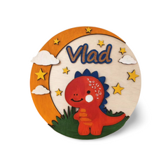 Plachetă Personalizată din Lemn – „Dino”