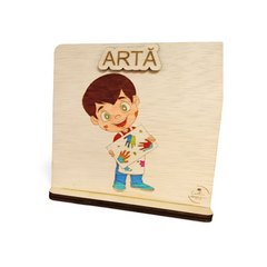 Plachetă din lemn pentru centru de interes - ,,Artă”