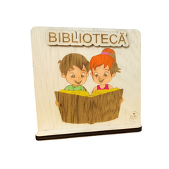 Plachetă dim lemn pentru centru de interes - ,,Bibliotecă”