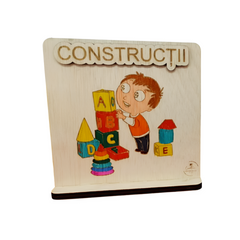 Plachetă din lemn pentru centru de interes - ,,Construcții”