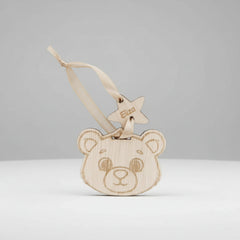 Decorațiune Personalizată din Lemn – „Ursuleț cu Stea” ⭐🐻