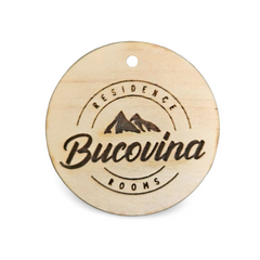 Breloc Personalizat din Lemn pentru Cheie de Hotel – cu Siglă și Număr Cameră