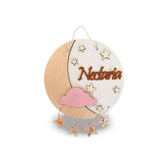 Plachetă Personalizată din Lemn – „Moon & Stars Memories”