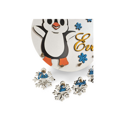 Plachetă Personalizată din Lemn – „Penguin Snow Memories”