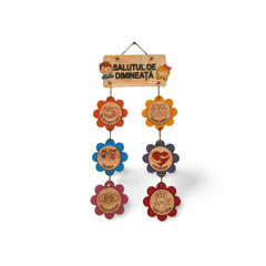 Plachetă din Lemn „Salutul de Dimineață” – Decor Interactiv pentru Grădiniță 🌸