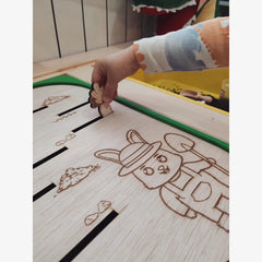 Placă educativă din lemn - ”Plantăm morcovi”