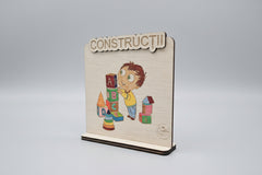 Plachetă din lemn pentru centru de interes - ,,Construcții”