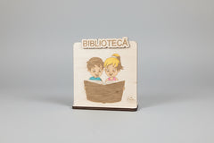 Plachetă dim lemn pentru centru de interes - ,,Bibliotecă”
