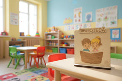 Plachetă dim lemn pentru centru de interes - ,,Bibliotecă”
