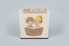 Plachetă dim lemn pentru centru de interes - ,,Bibliotecă”