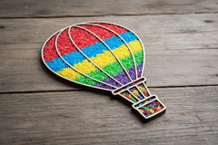 Tăviță senzorială din lemn – Balon cu aer cald