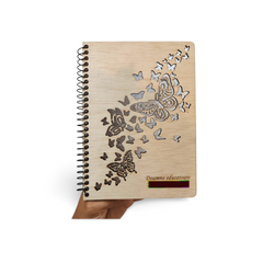 Agenda din Lemn Personalizabilă – Fluturi în Zbor (Format A5)