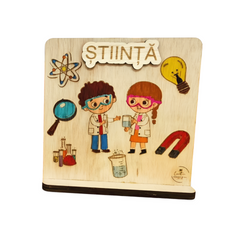 Plachetă din lemn pentru centru de interes - ,, Știință”