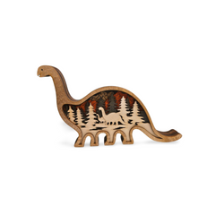 Decorațiune din Lemn – Dinozaur cu Peisaj Preistoric