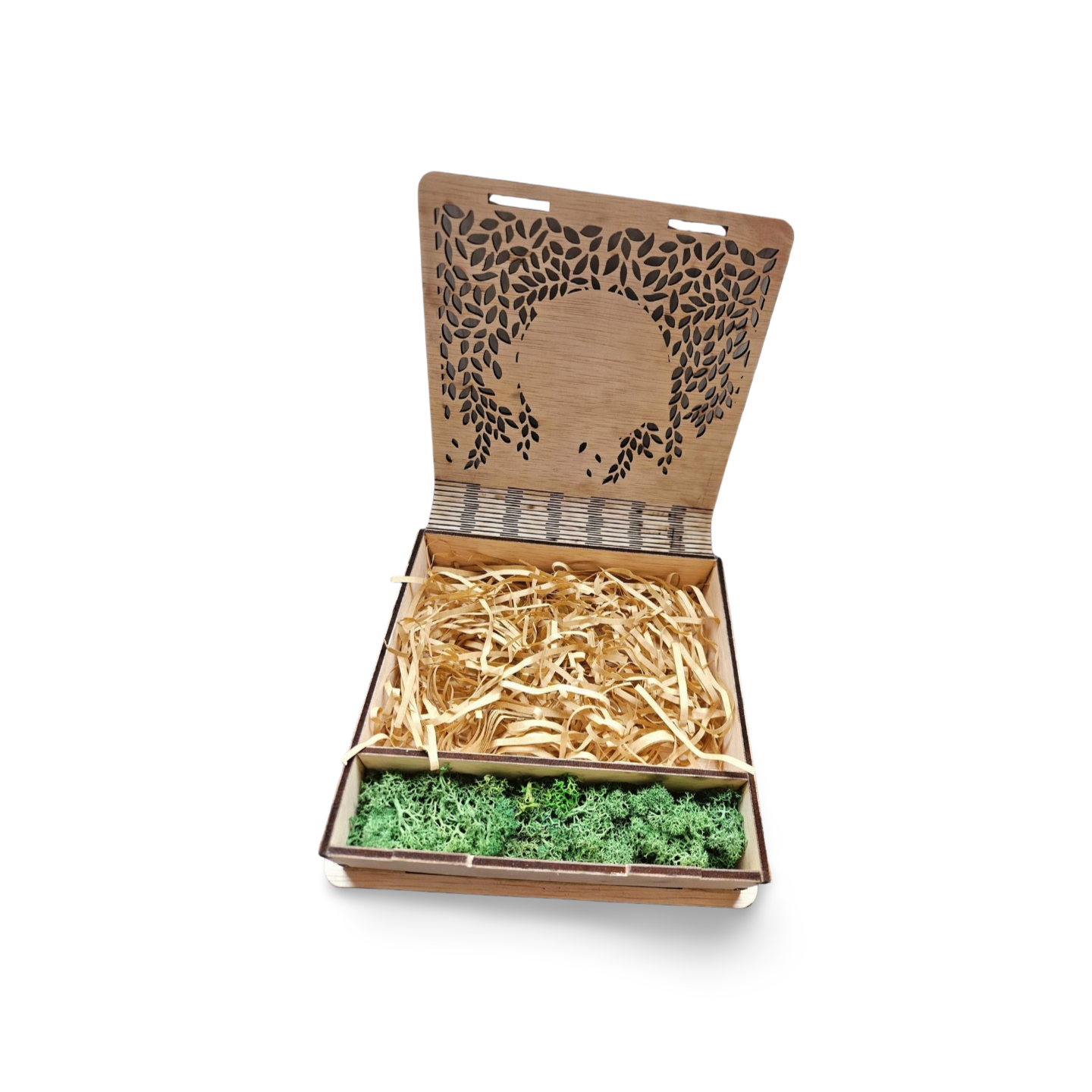Cutie personalizată din lemn pentru fotografii și stick USB Model Vegetal