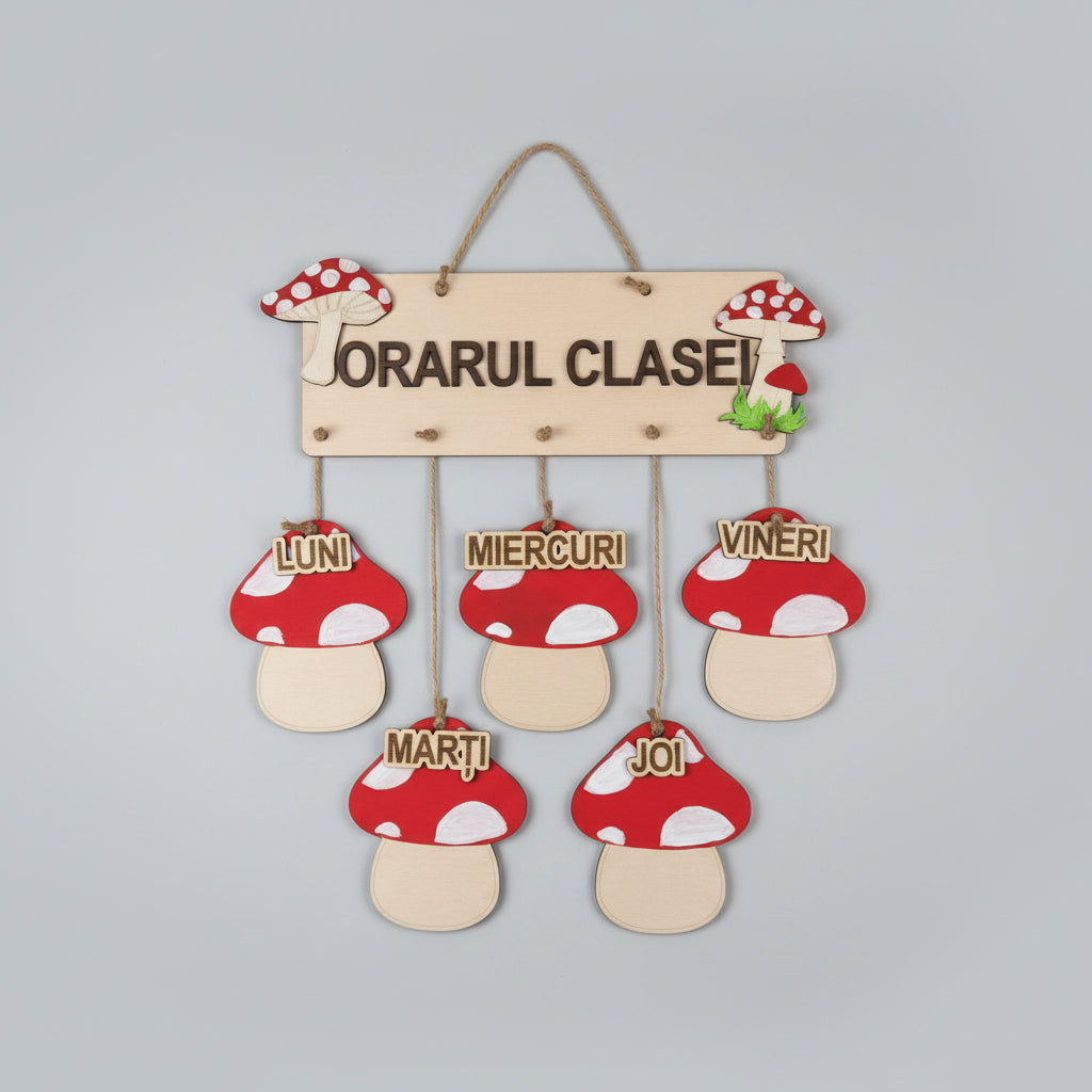 Orar educațional din lemn – Clasa Ciupercuțelor 🍄