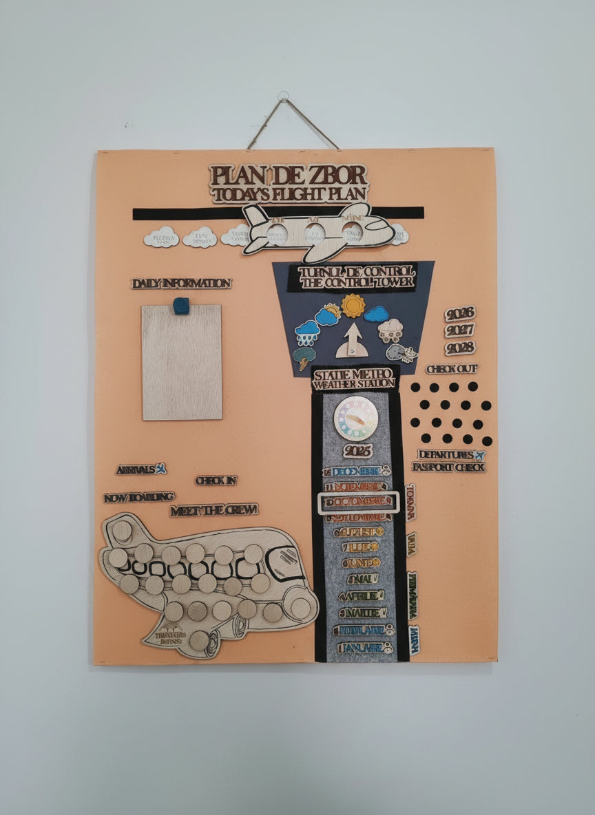 Calendar Educațional „Plan de Zbor” – Activitate Interactivă pentru Grădiniță ✈️📅🌤️