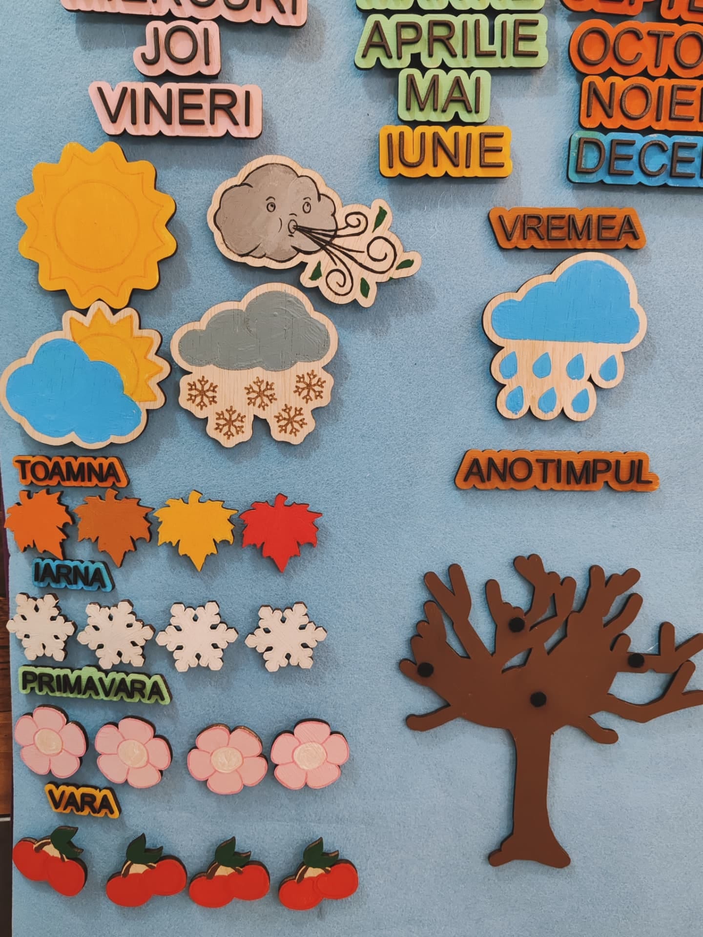 Calendarul Naturii din Lemn – Decor Educațional Interactiv pentru Grădiniță