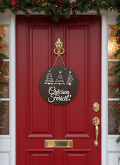 Plachetă Decorativă din Lemn – „Crăciun Fericit” 🎄✨
