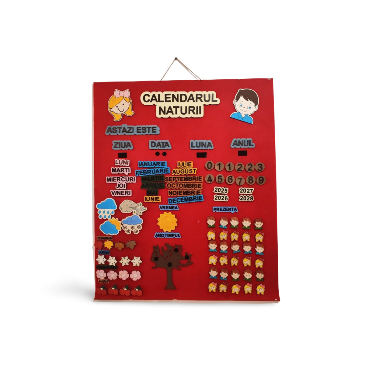 Calendarul Naturii cu Elemente din Lemn – Decor Educațional Interactiv pentru Grădiniță
