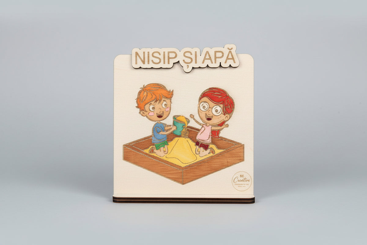 Plachetă din lemn pentru centru de interes - ,,Nisip și Apă”