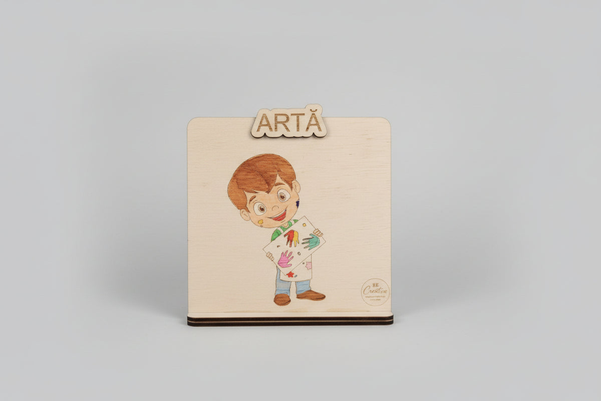 Plachetă din lemn pentru centru de interes - ,,Artă”